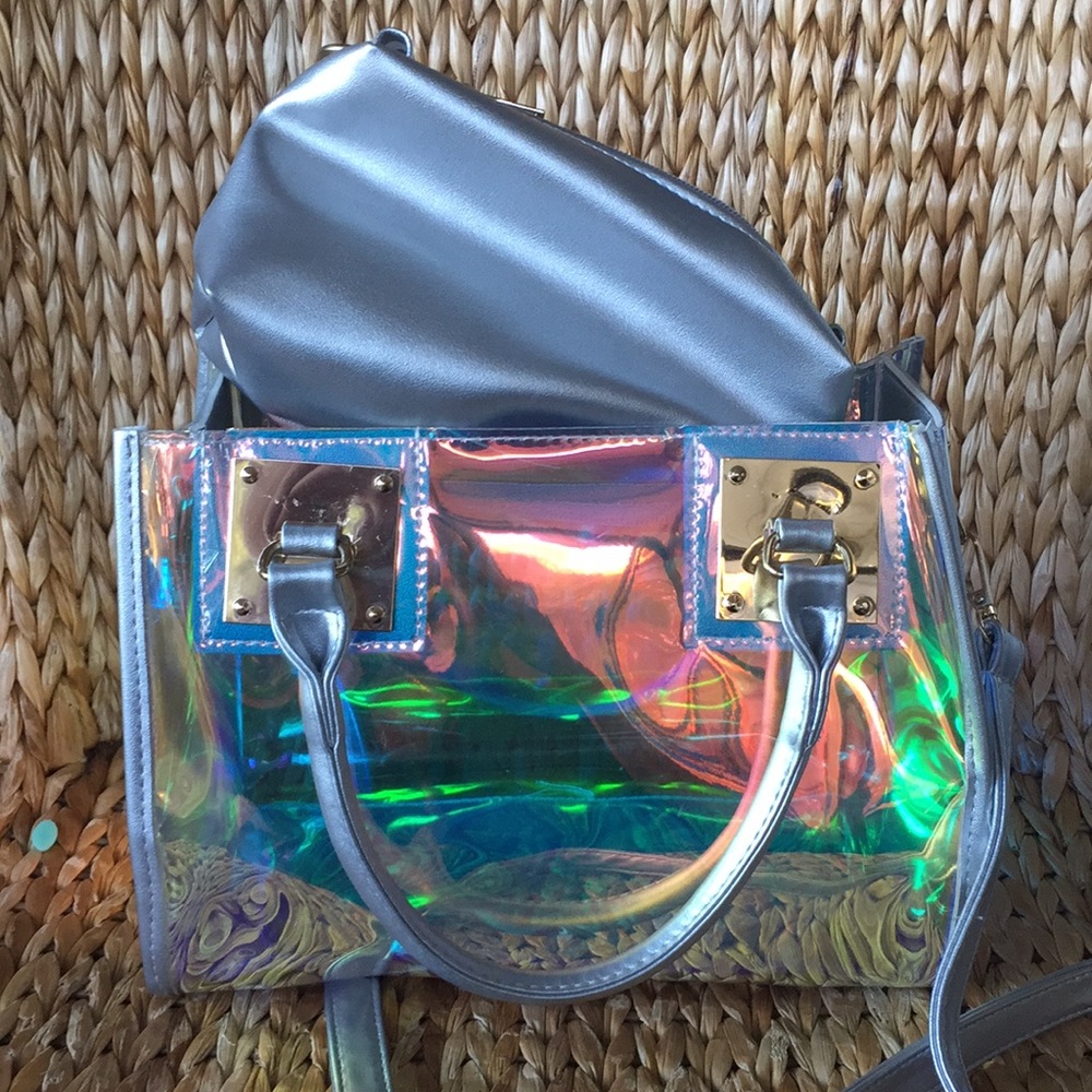 Silver Faux Leather Holographic Handbag - Picture 7 of 8